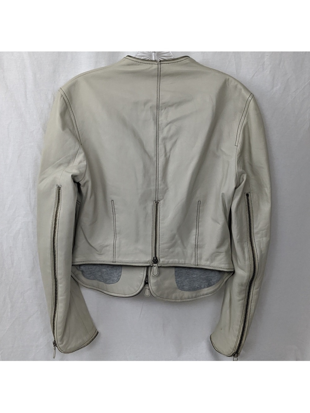 Womens haute hippie Light Gray Leather Zip-Back Jacket